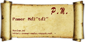 Pamer Máté névjegykártya